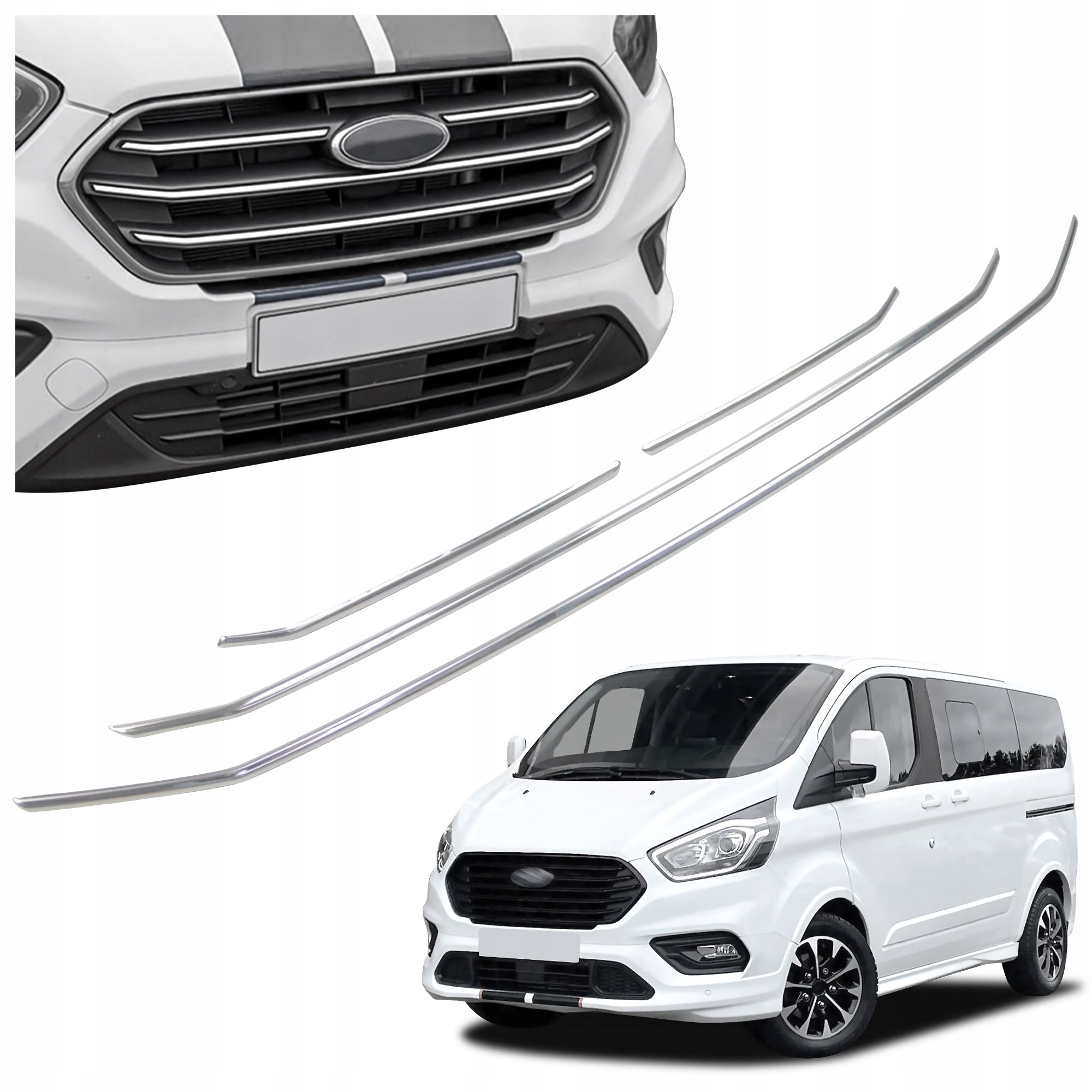 Lišty atrapy predného krytu grilu pre Ford Tourneo Custom 2018-2023