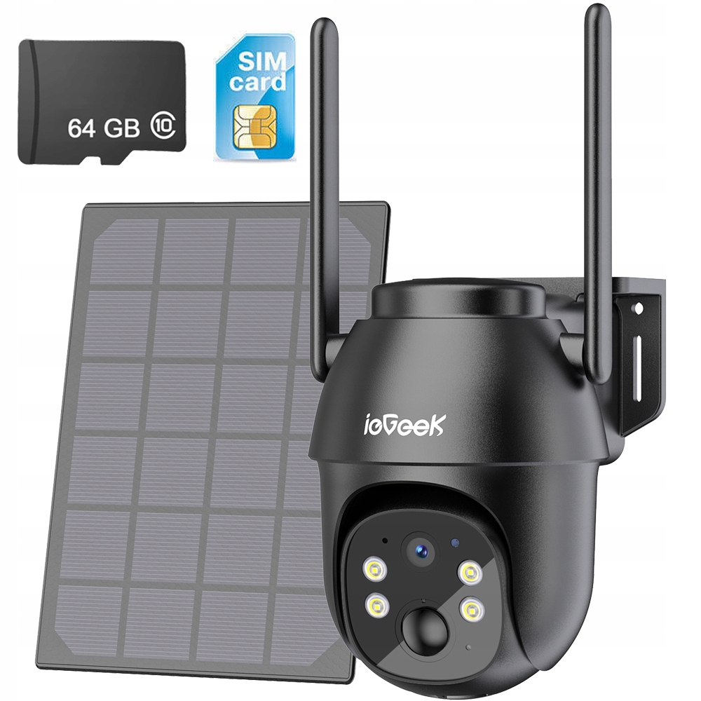 Solární Kamera Venkovní Karta 2K 4G Lte Gsm 64GB Detekce Ai Sledování