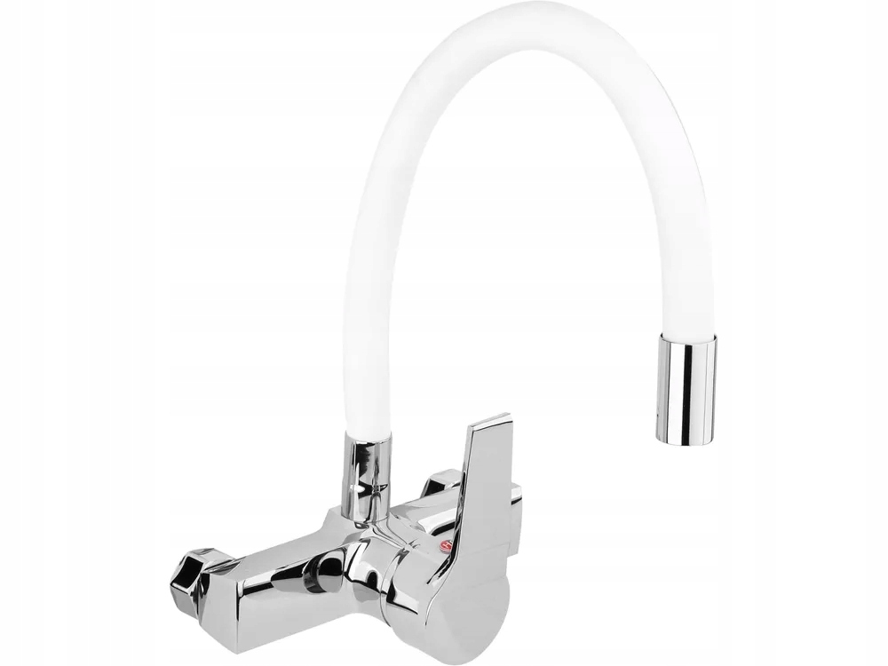 Bateria Zlewozmywakowa Ścienna Z Elastyczną Wylewką Flexible White