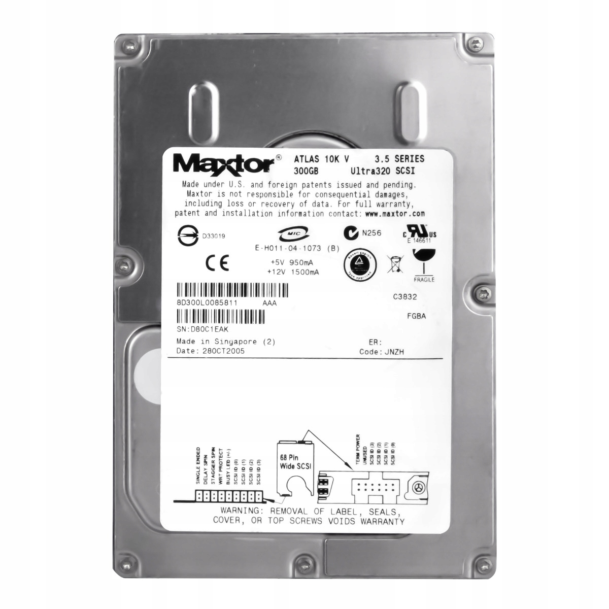 Maxtor Atlas 10K V 300GB 10K 8MB Scsi U320 3.5'' 8D300L0