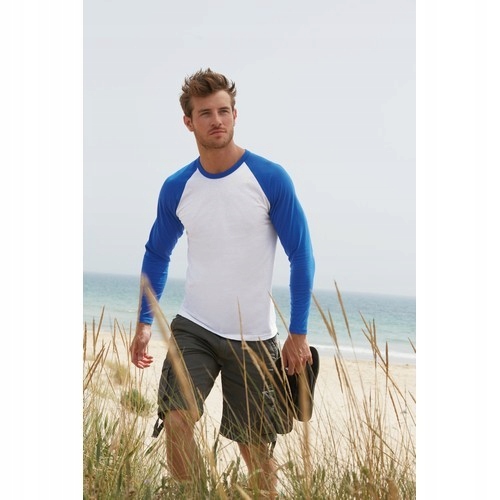 Koszulka z długim rękawem FRUIT Biały/Granat L Rozmiar L