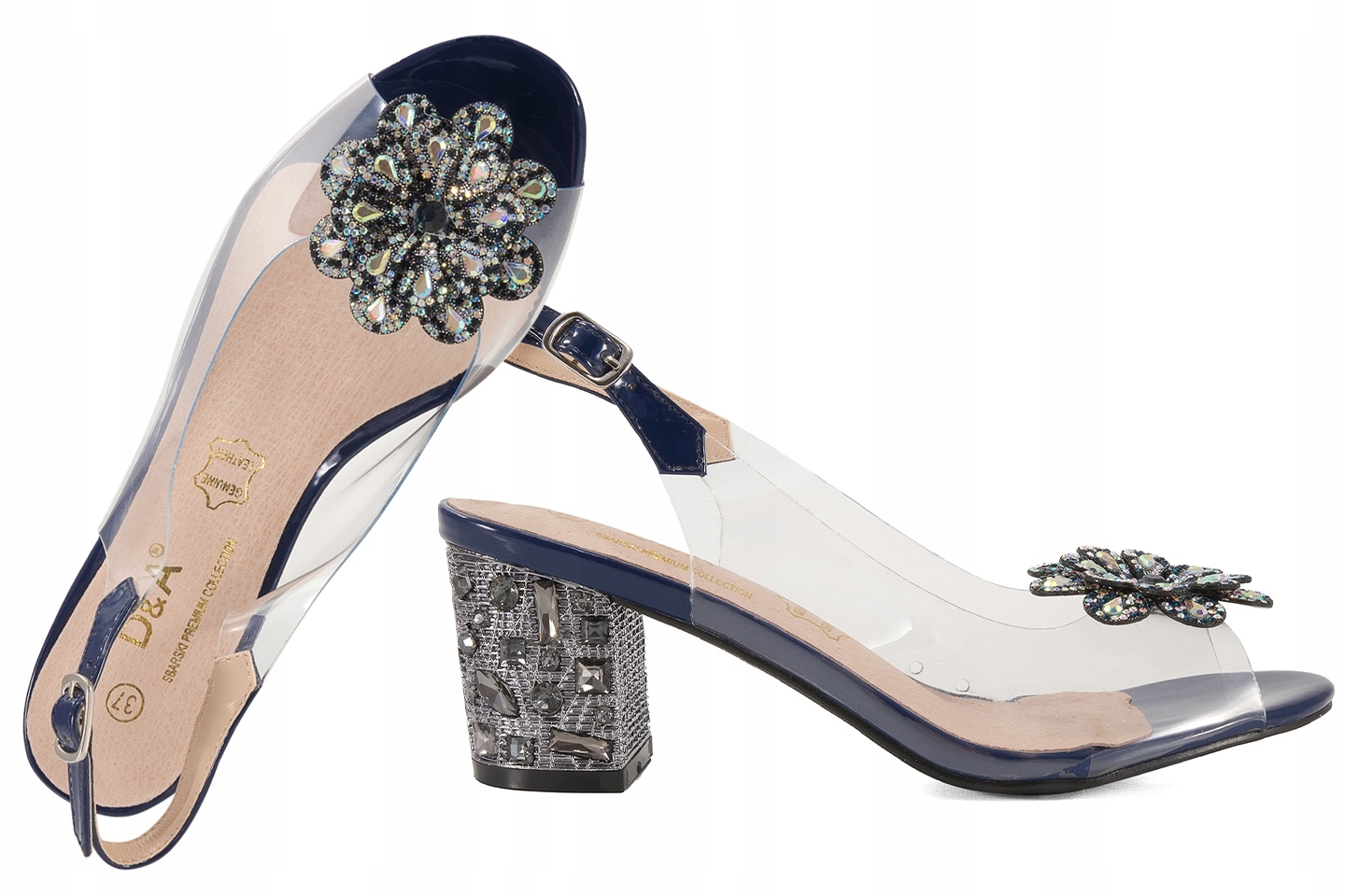 S.barski MR42-349 Gelové Sandály, Transparentní Lodičky, Podpatek 37