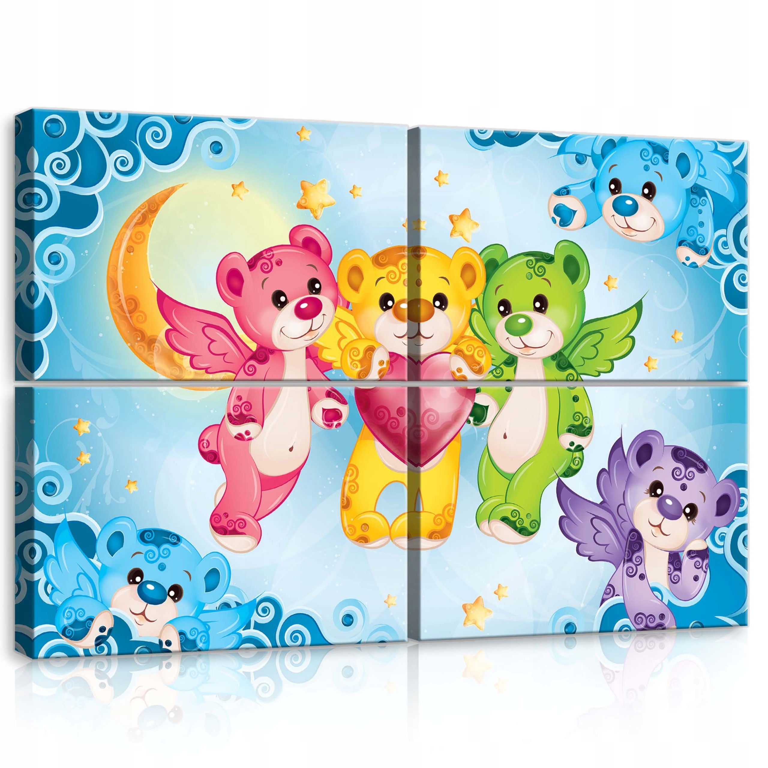 Obraz 120x80 Rozprávkové medvedíky okrídlení priatelia hviezdy mesiac izba