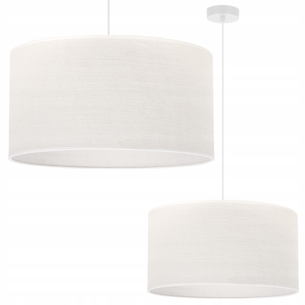 Lampa Wisząca Sufitowa Boho Żyrandol Abażur Biała Juta Okrągły Do Sypialni