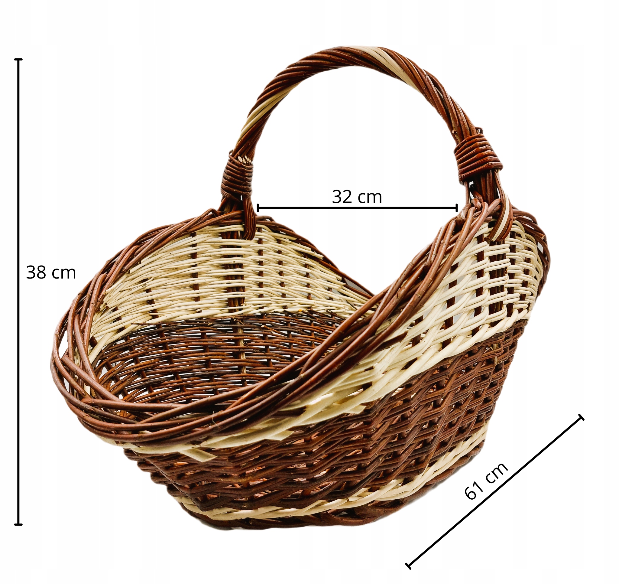 KOSZ WIKLINOWY NA DREWNO DO KOMINKA Z JASNYMI WSTAWKAMI KOSZYK Rozmiar M Rodzaj kosz