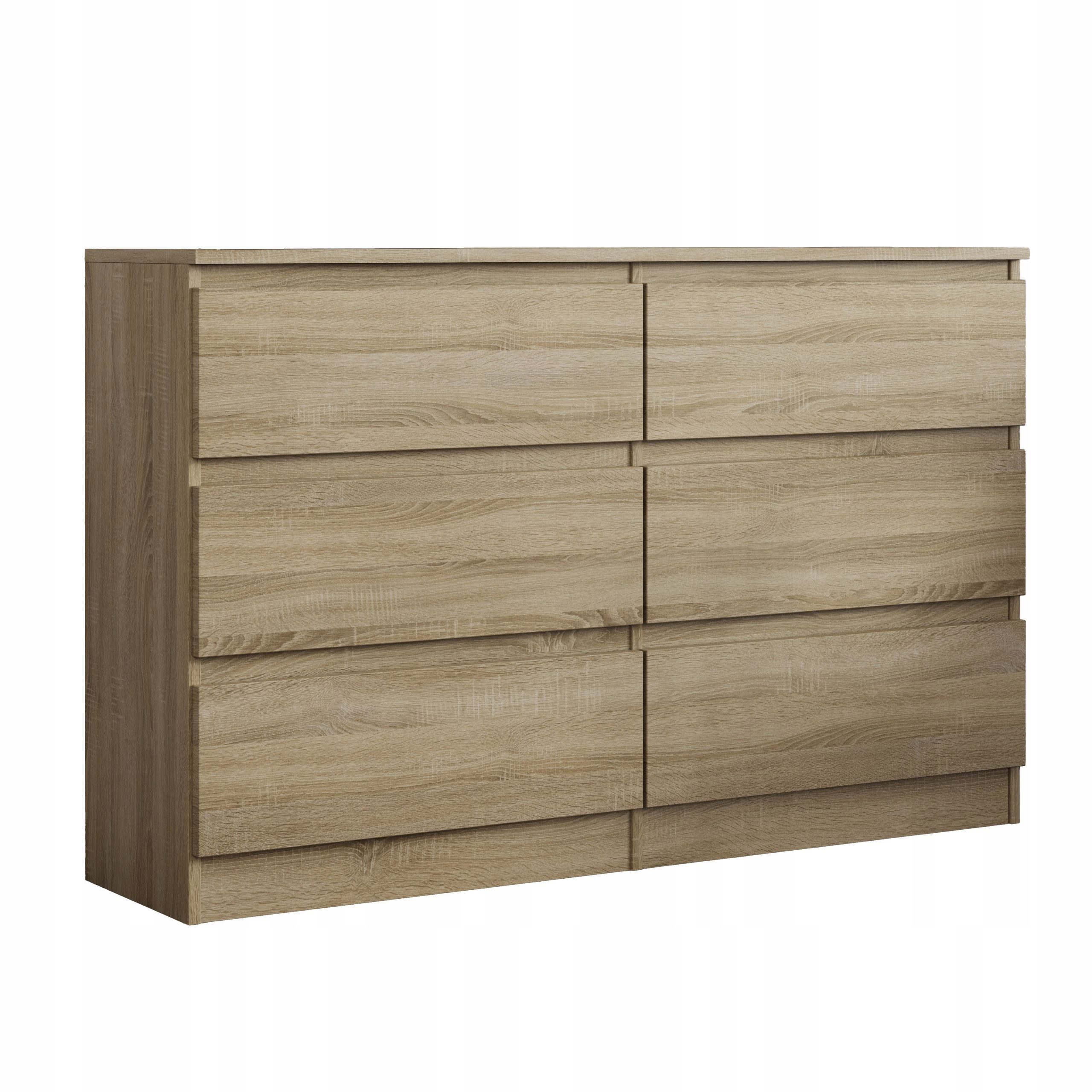 Komoda Allegra 120 cm do obývacího pokoje Ložnice 6 zásuvek Dub sonoma