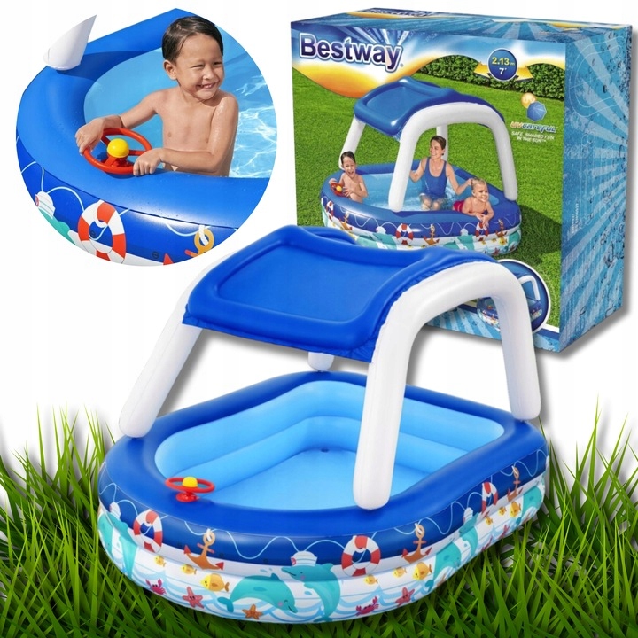 Nafukovací Bazén Se Stříškou Velký Bazének Pro Děti Do Zahrady Mořský Kapitán