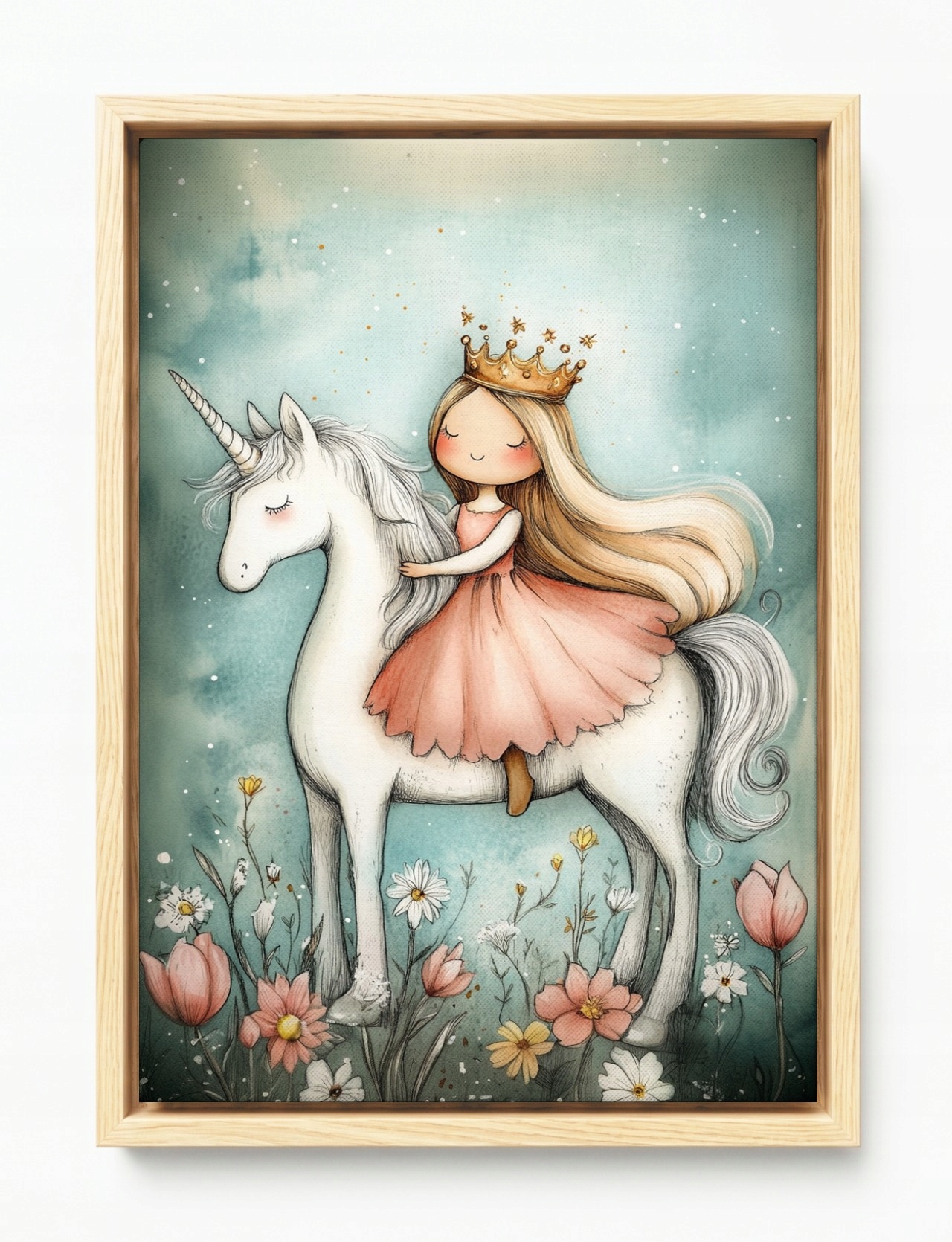 Obraz Rám American Box Pohádka Princezna Jednorožec Fantazie 40x60