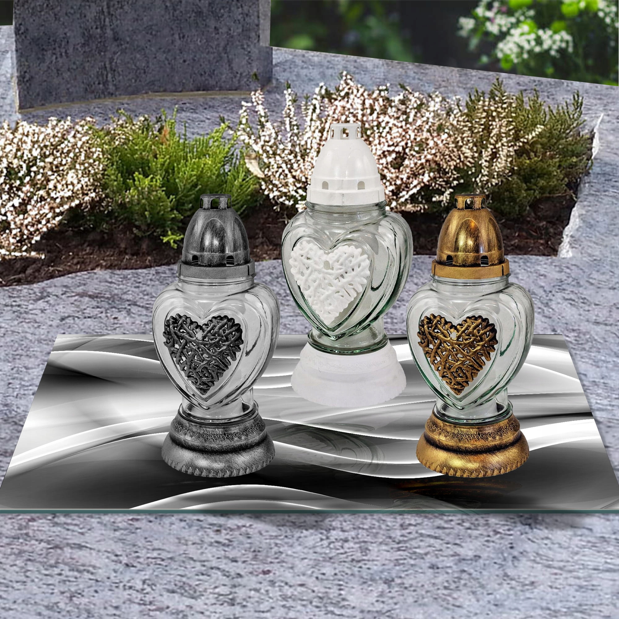 SZKLANA PODSTAWKA POD ZNICZE 60x30cm Jedwab 242d Materiał szkło hartowane