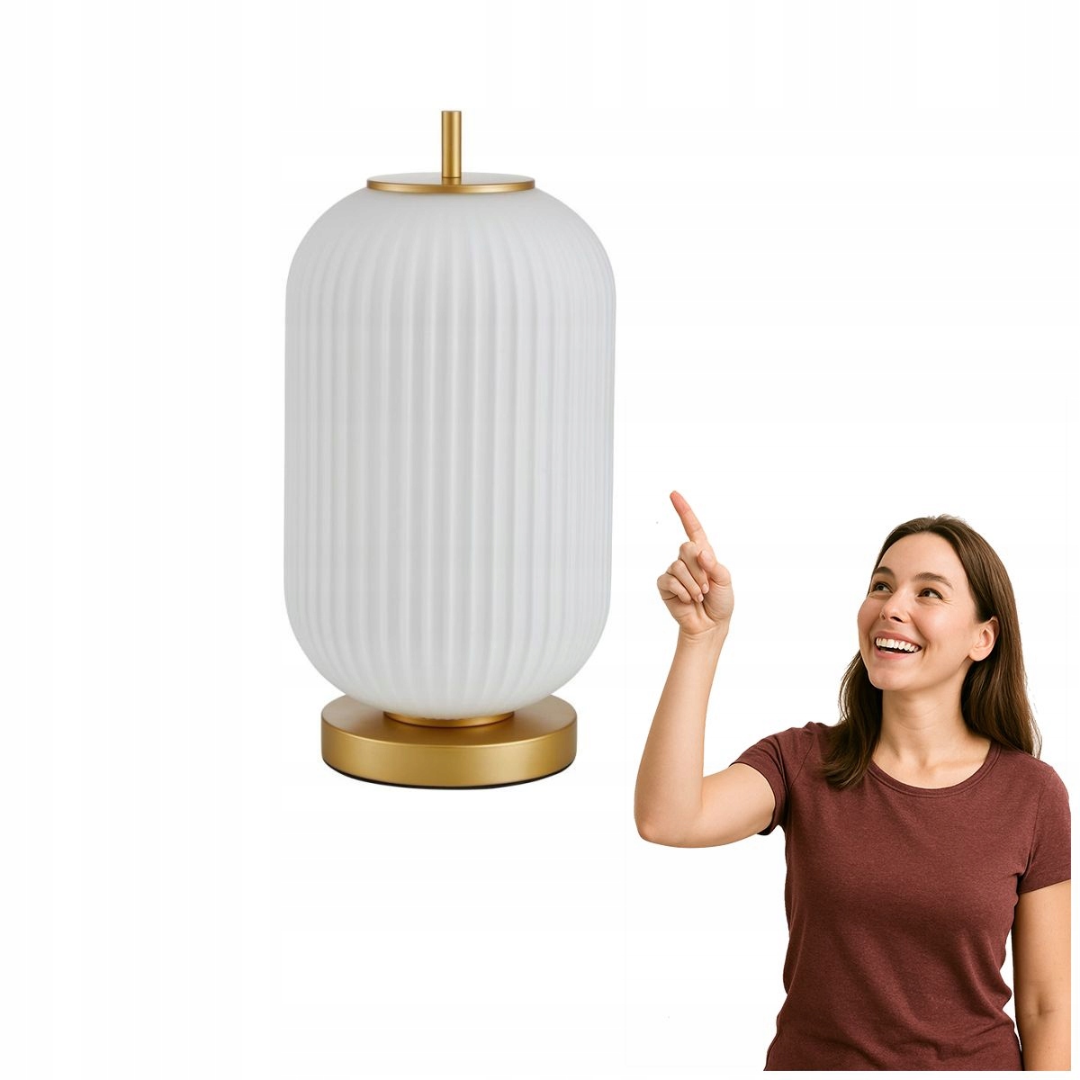 Štýlová stolová lampa Olmeto 40 cm Zlatá biela Led Italux