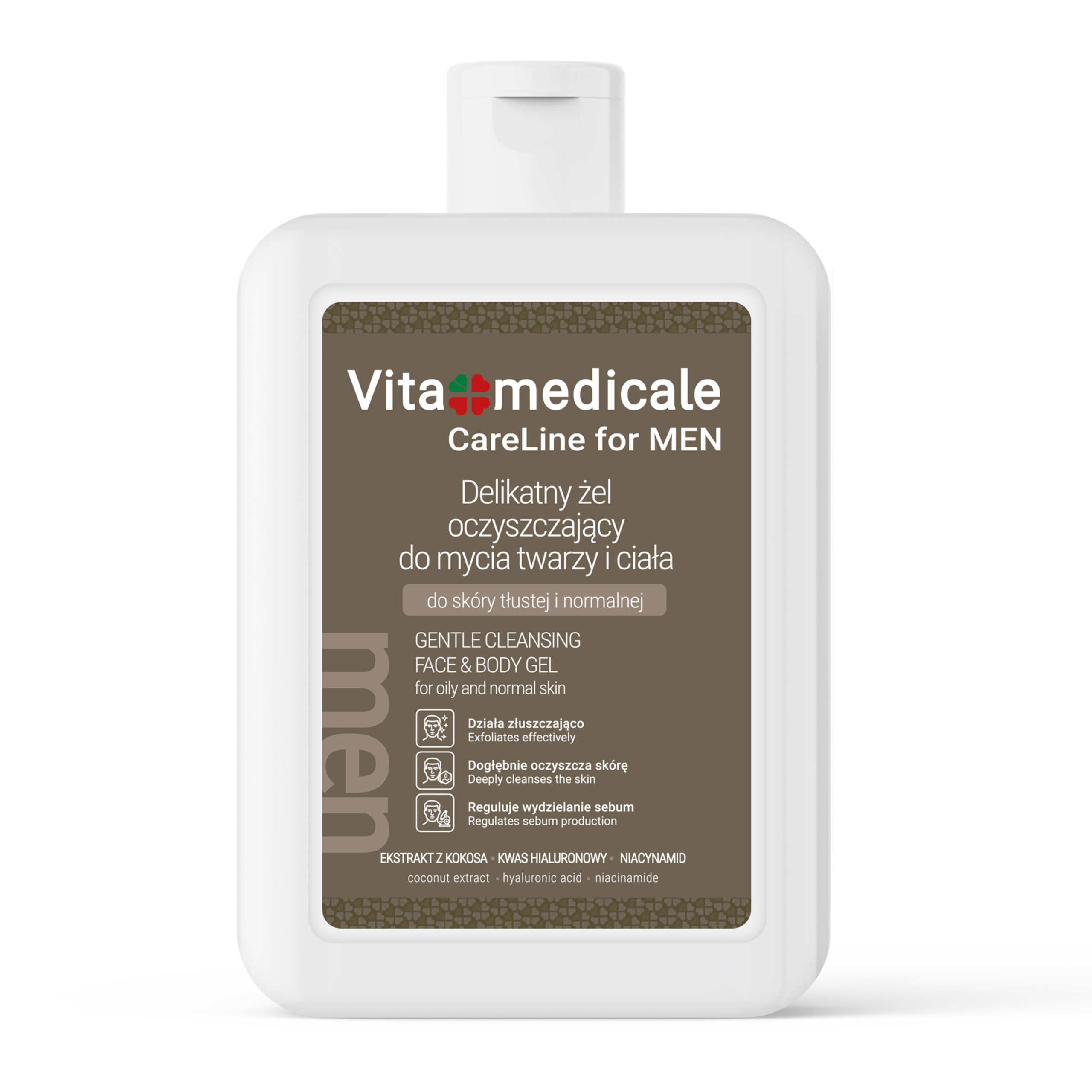 Pánský Gel gel VitaMedicale Obličej Tělo Kokos Jemný 250 ml