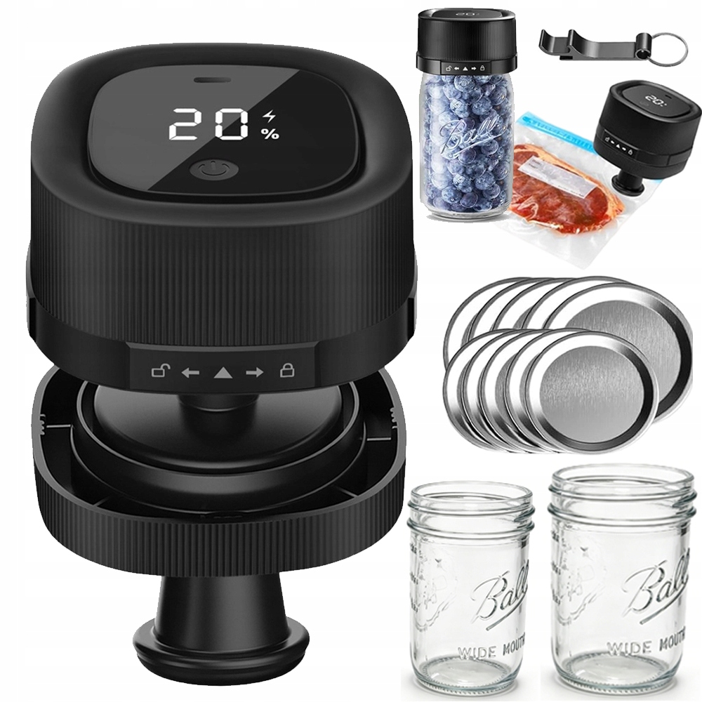 Elektryczna Zgrzewarka Próżniowa Do Słoików Na Przetwory, Z 10 Pokrywkami