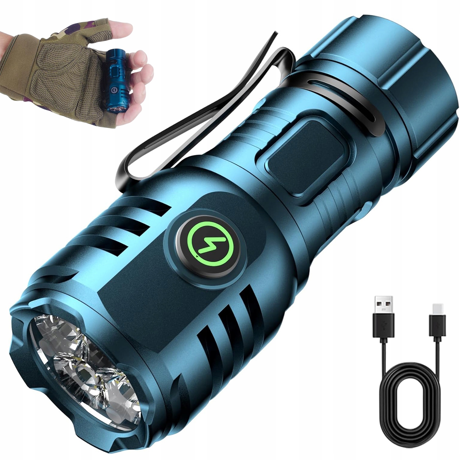 Mini Latarka Led 6000 Lumenów Usb-c Ładowalna 8TRYBÓW Wodoodporna Survival