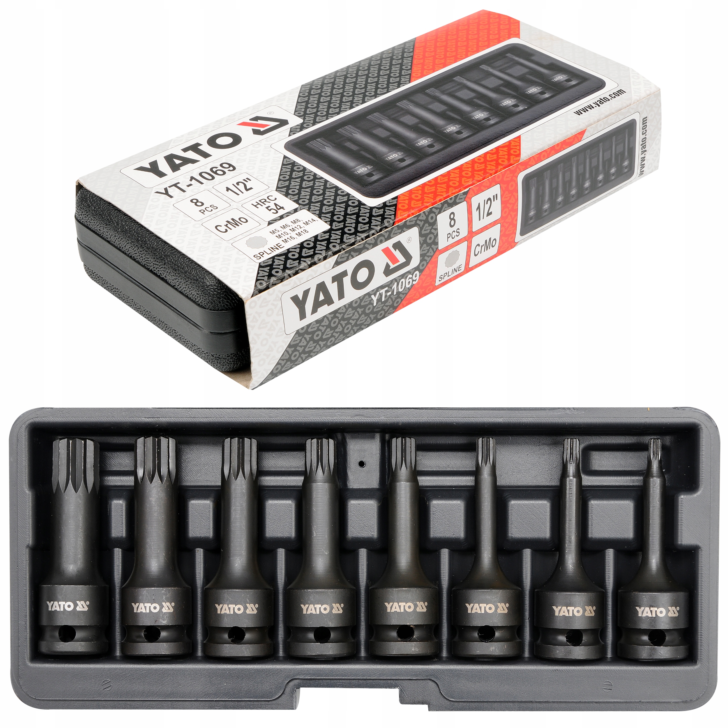 UDAROWE KLUCZE TRZPIENIOWE SPLINE M5-M18 1/2' YATO