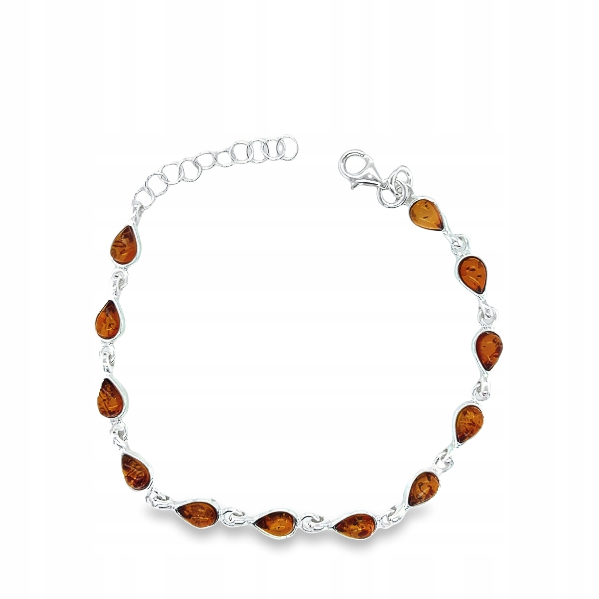 Stříbrný náramek s baltským jantarem stříbro 925 jemný Koňakový