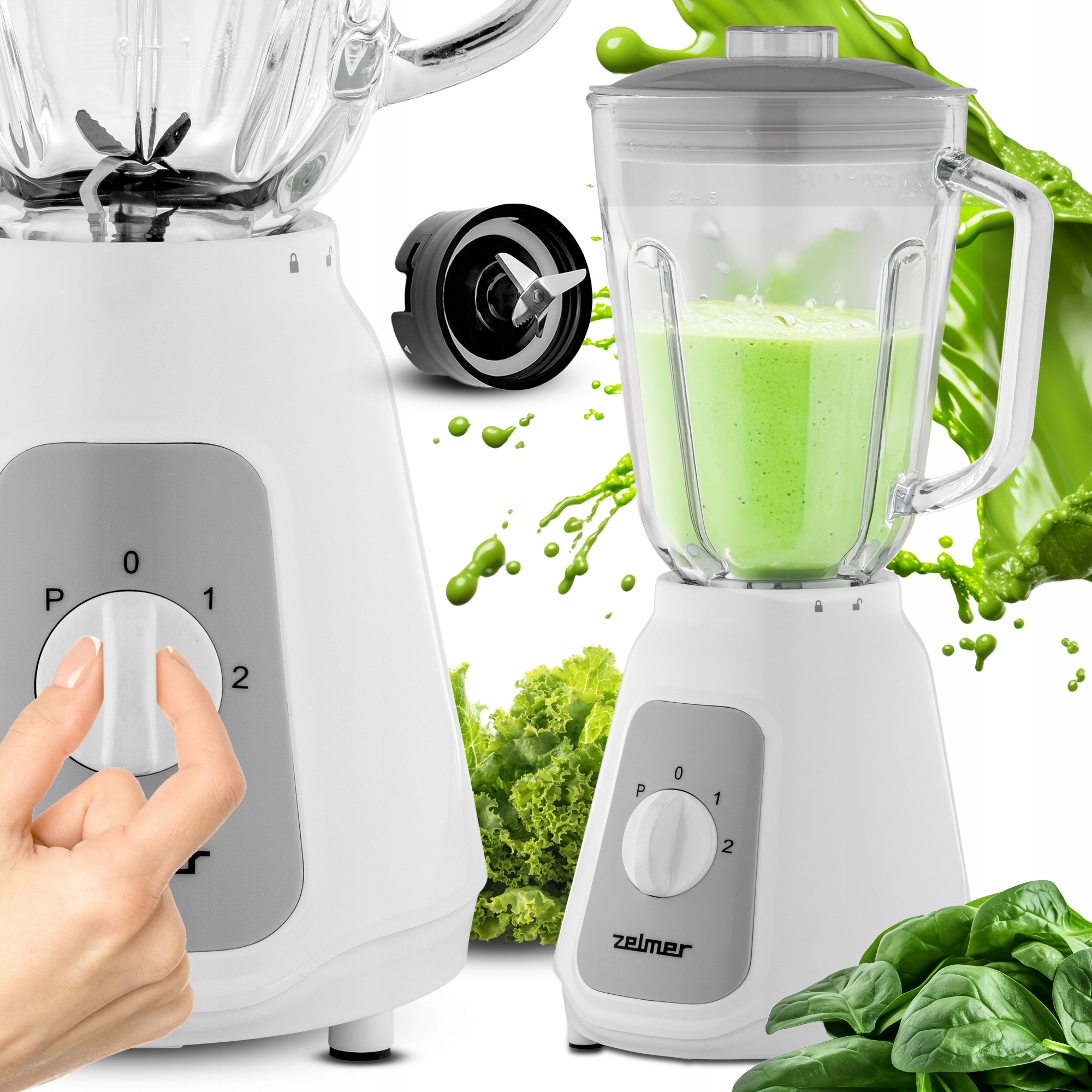 Blender Kielichowy Zelmer Do Koktajli Kruszy Lód Miksuje Szklany 500W