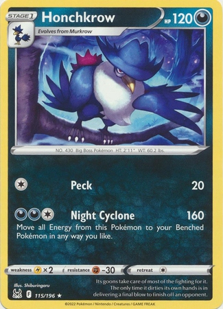 Honchkrow 115/196 Rare Pokemon