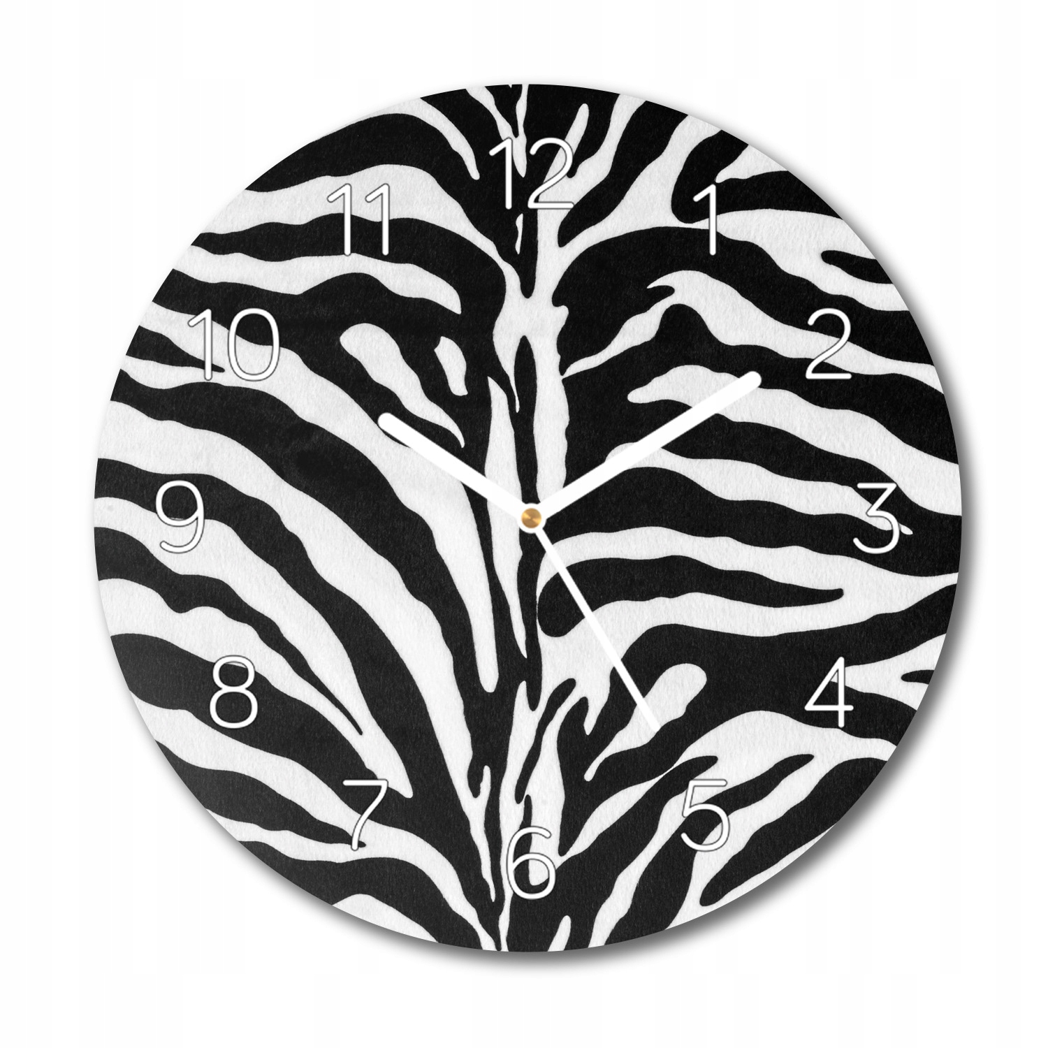 Zebra textura pruhy do obývacího pokoje hodiny na skle fi 30