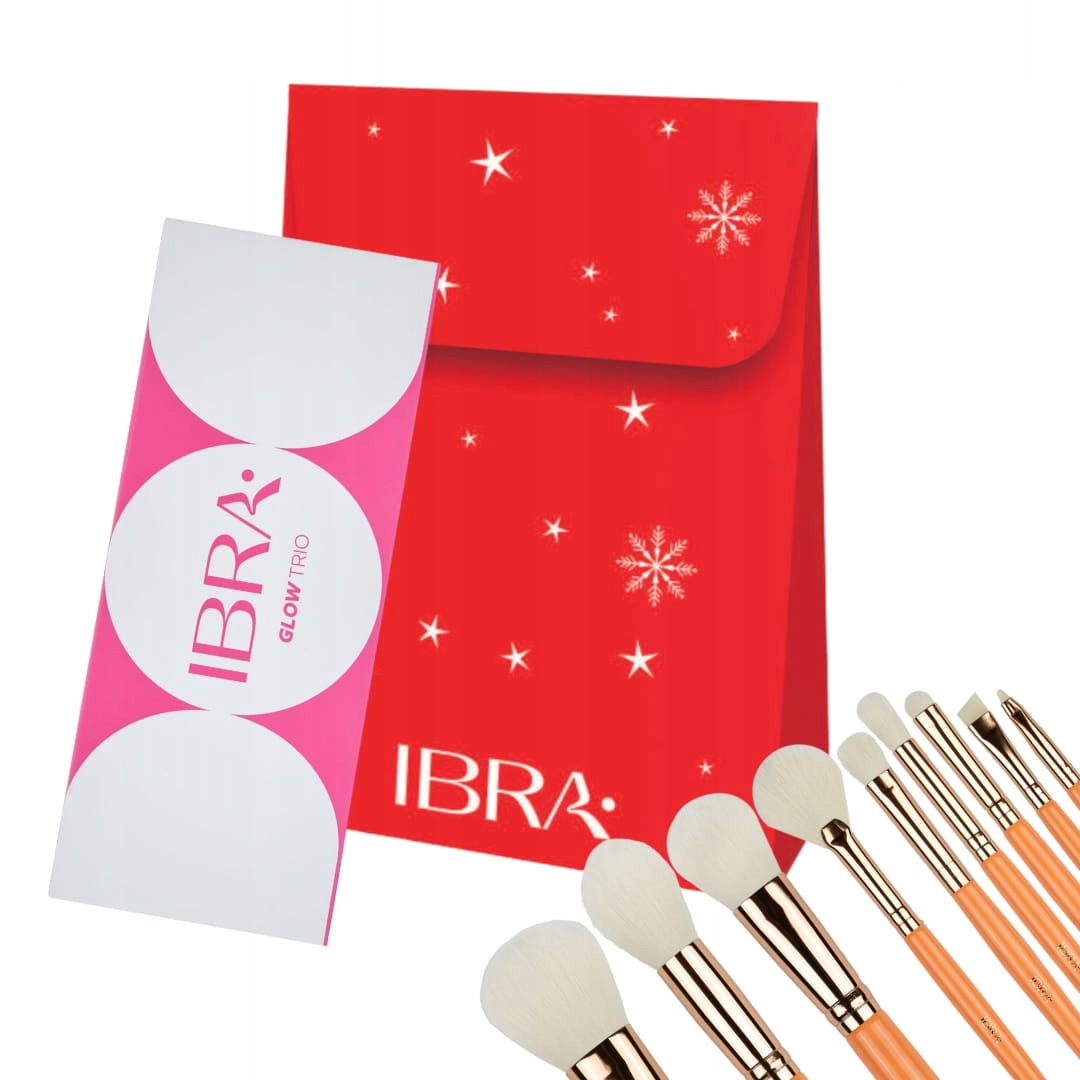 Ibra Vánoční sada Paleta Glow Trio 9 štětců na make-up Fresh