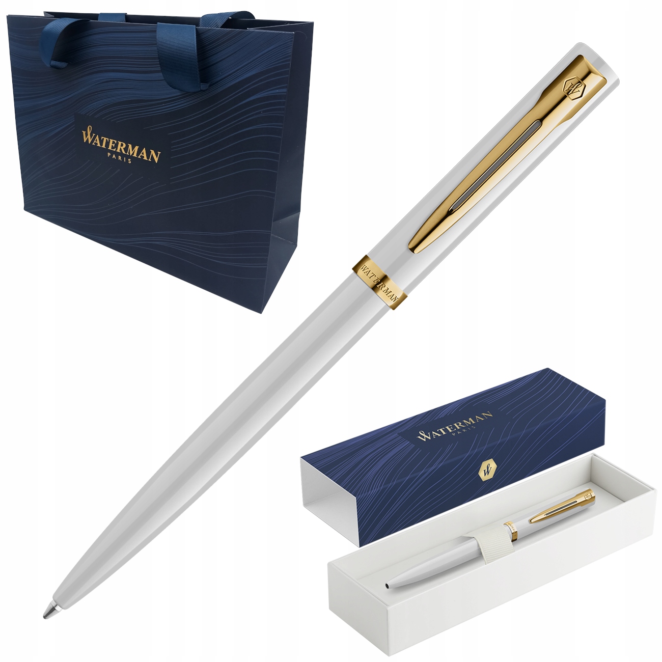 Długopis Waterman Impression M 2225511 Biały Pozłacany Etui Torebka