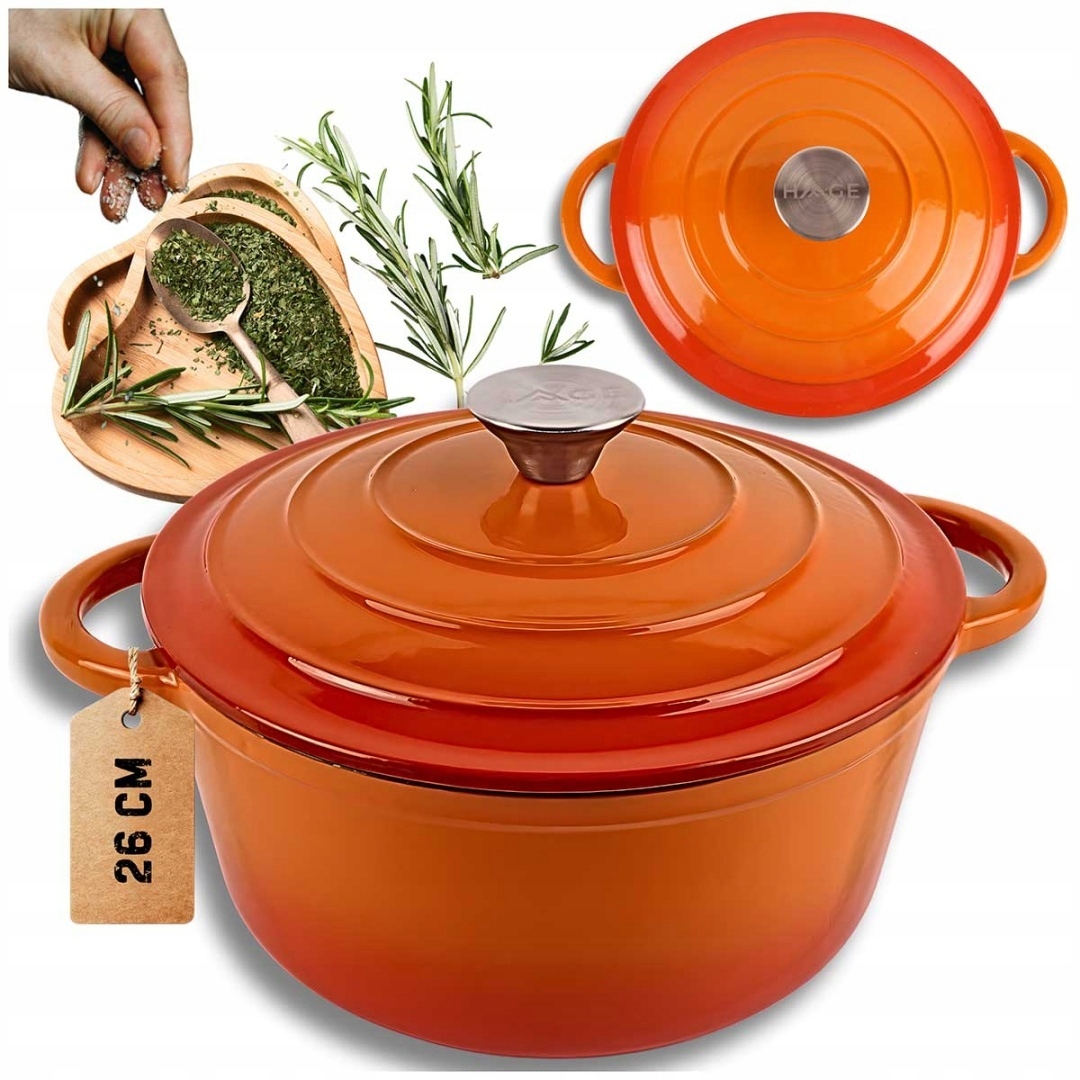 Smaltovaný Hrniec Liatinový 26 cm 5 L Hage Orange