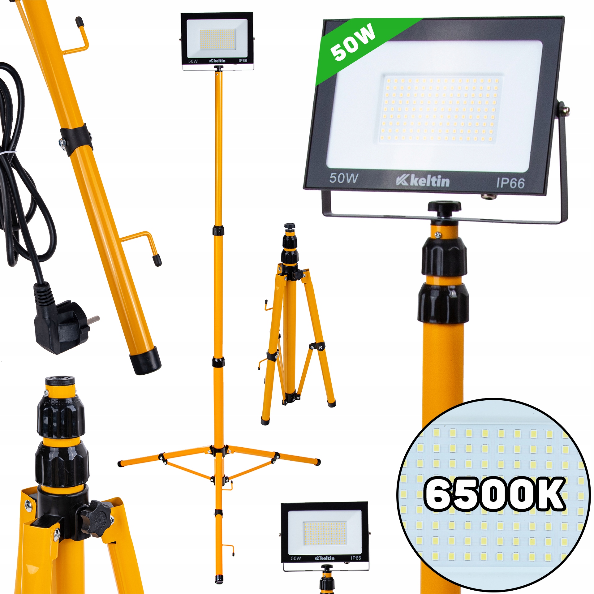 Led Reflektor S Teleskopickým Stavebním Stativem 6500K 50W