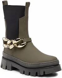 zelené kotníkové boty boty silná podrážka s řetězem nad kotník kůže Karino 38