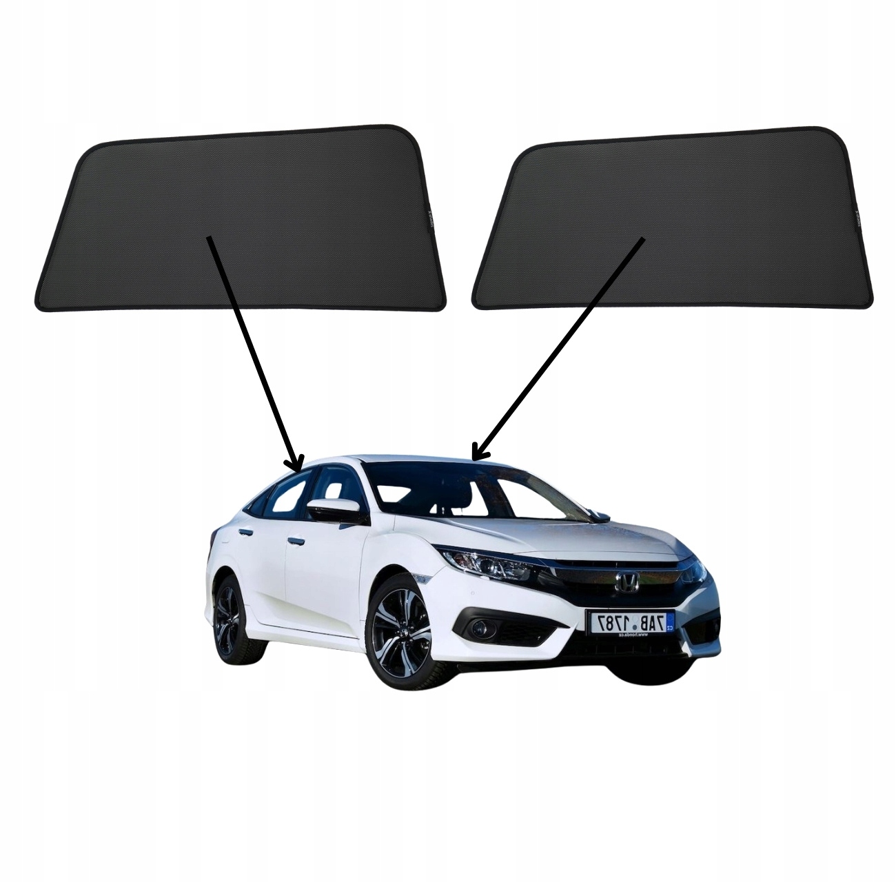 Protislnečné clony do Honda Civic X, 2017-2021, Sedan, magnety, sada 2ks