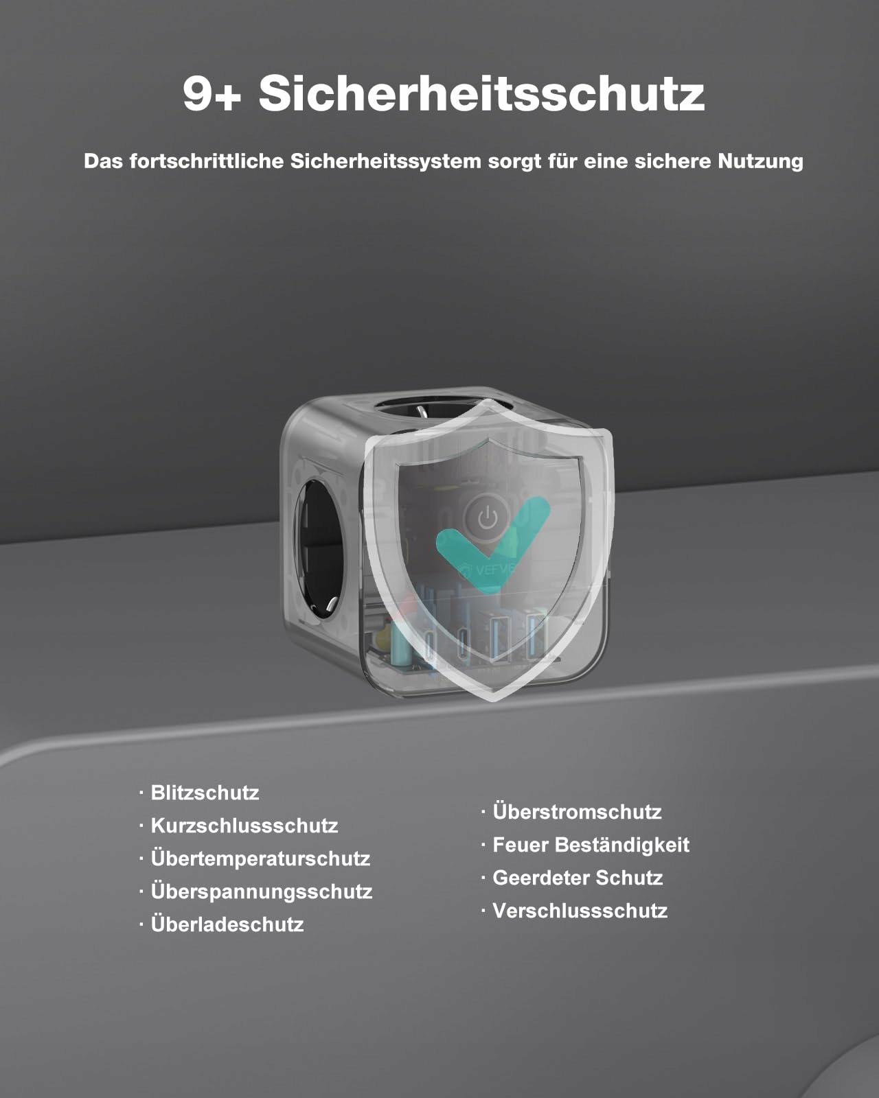 VEFVE Ładowarka USB-C 70W Listwa Zasilająca 7w1 3m Szybkie Ładowanie — miniatura 6