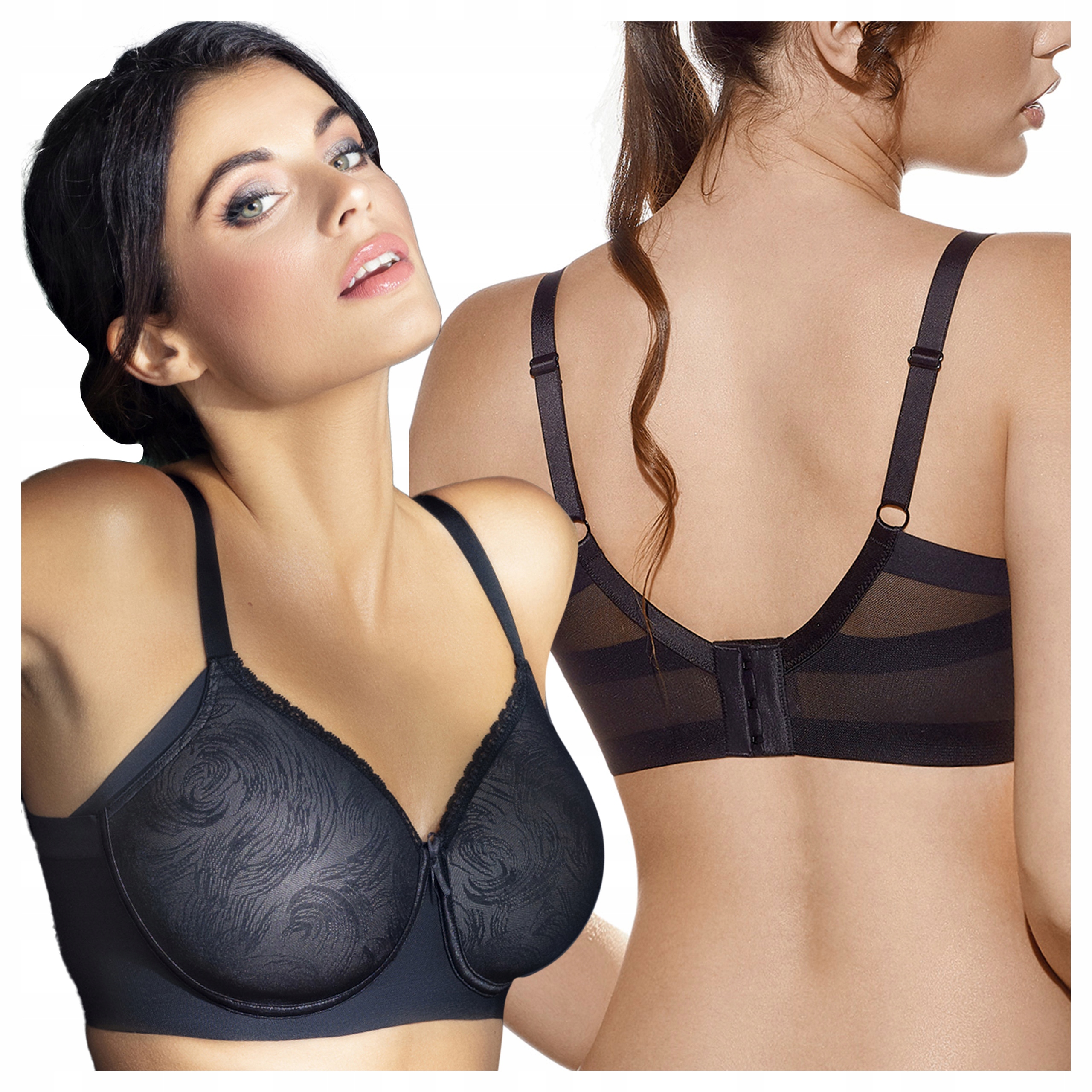 Vyztužená korekční podprsenka Speciální hladké vyztužení Černá 100C