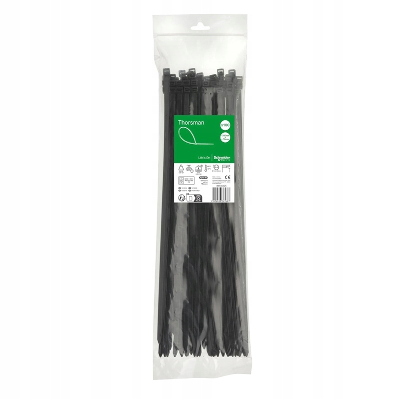 Opaska kablowa 380x7,6mm Czarna zacisk Schneider Thorsman IMT46425 /100szt/