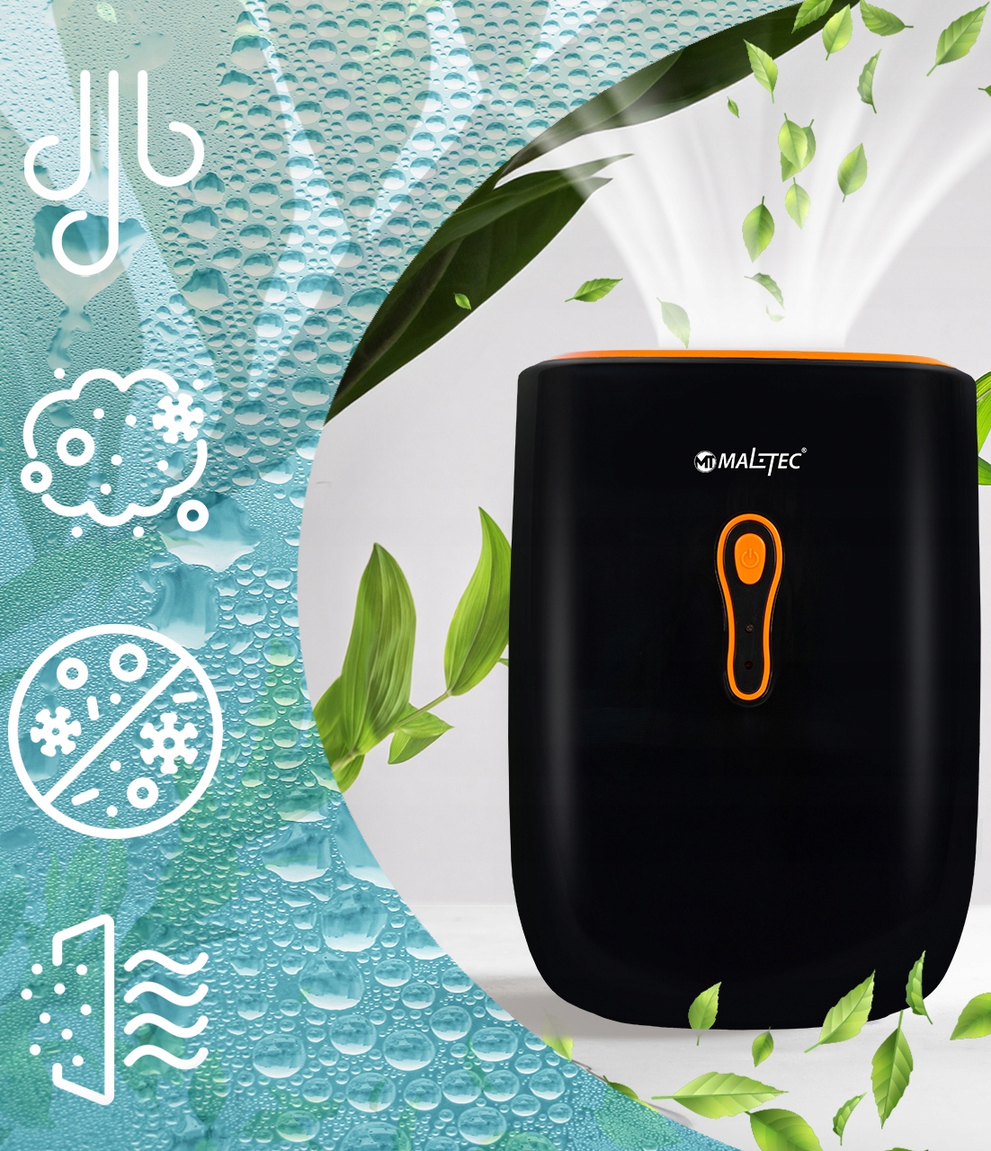 CICHY OSUSZACZ POWIETRZA WYDAJNY POCHŁANIACZ WILGOCI MALTEC 800ML Szerokość produktu 15.5 cm