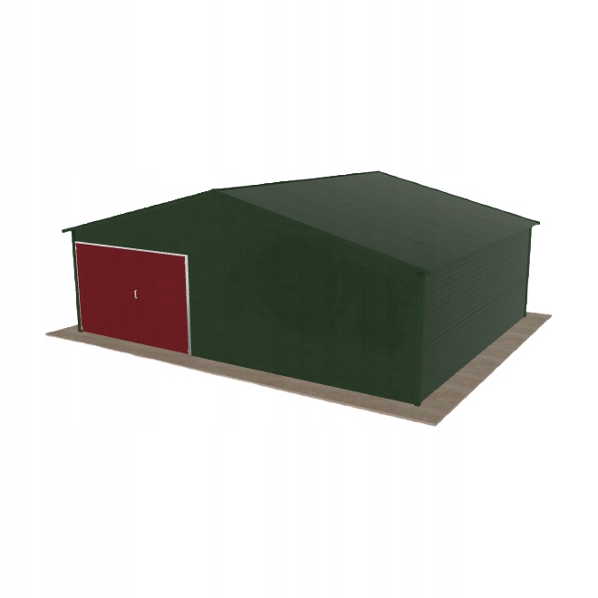 Plechová garáž 7.5 x 6 m jednopolohová, dvouspádová, zelená