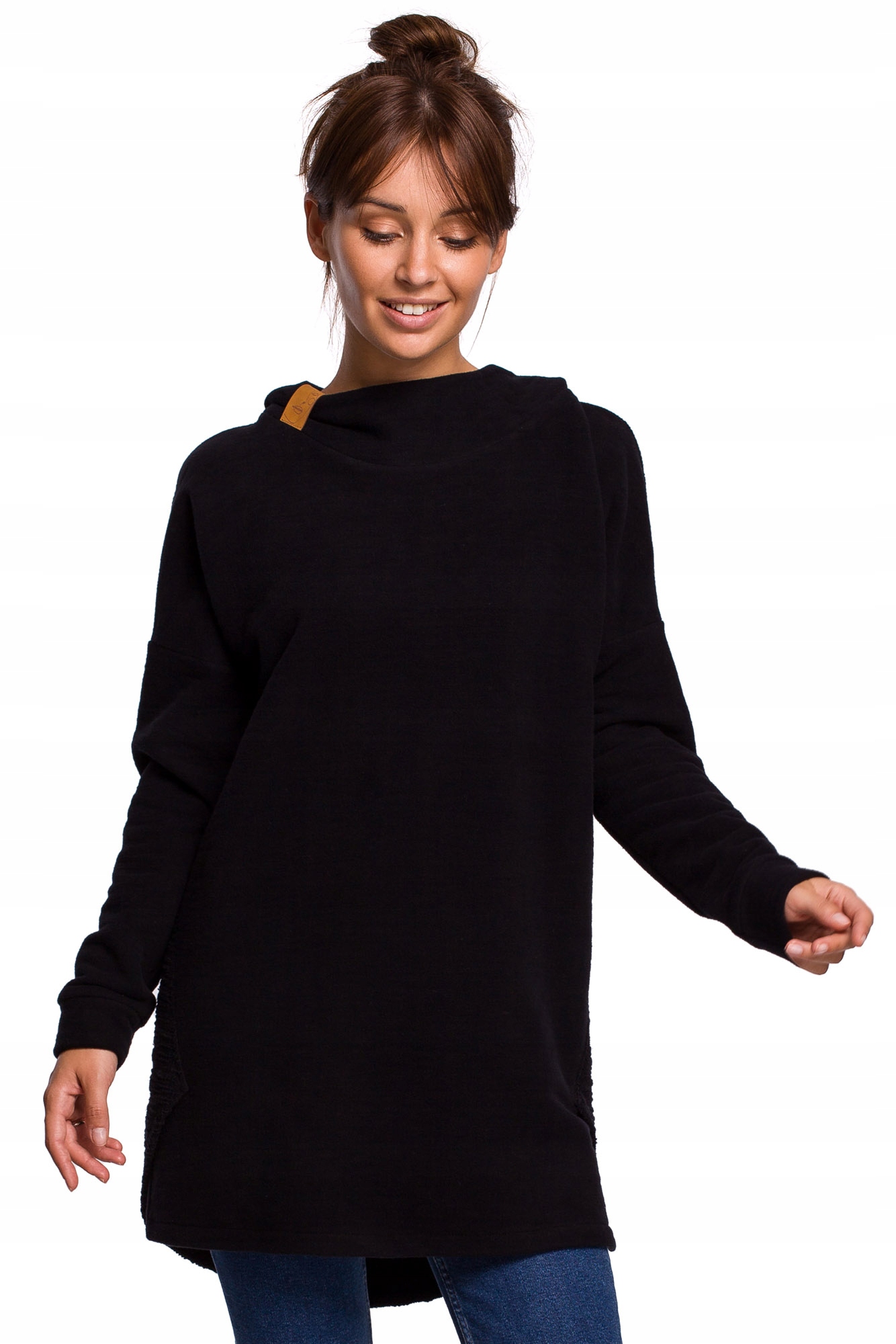 

B176 Bluza Z Zaokrąglonym Doł ~2XL/3XL~ Czarny Be