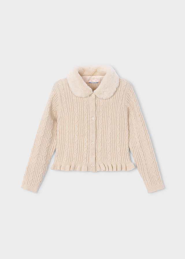 Mayoral Sweter z Futerkiem 4324 Kremowy -rozm 134