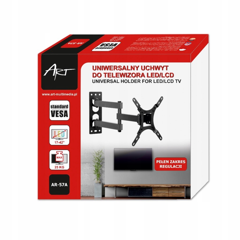 UCHWYT TELEWIZORA TV WIESZAK OBROTOWY 17-42 CALE Kod producenta RAMART AR-57A