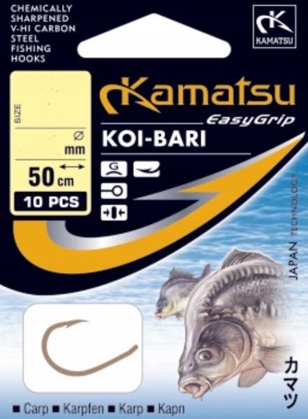 Haczyki Nr 1 Gotowe Przypony Koi-bari Karp 50cm 10szt Złoty Kamatsu