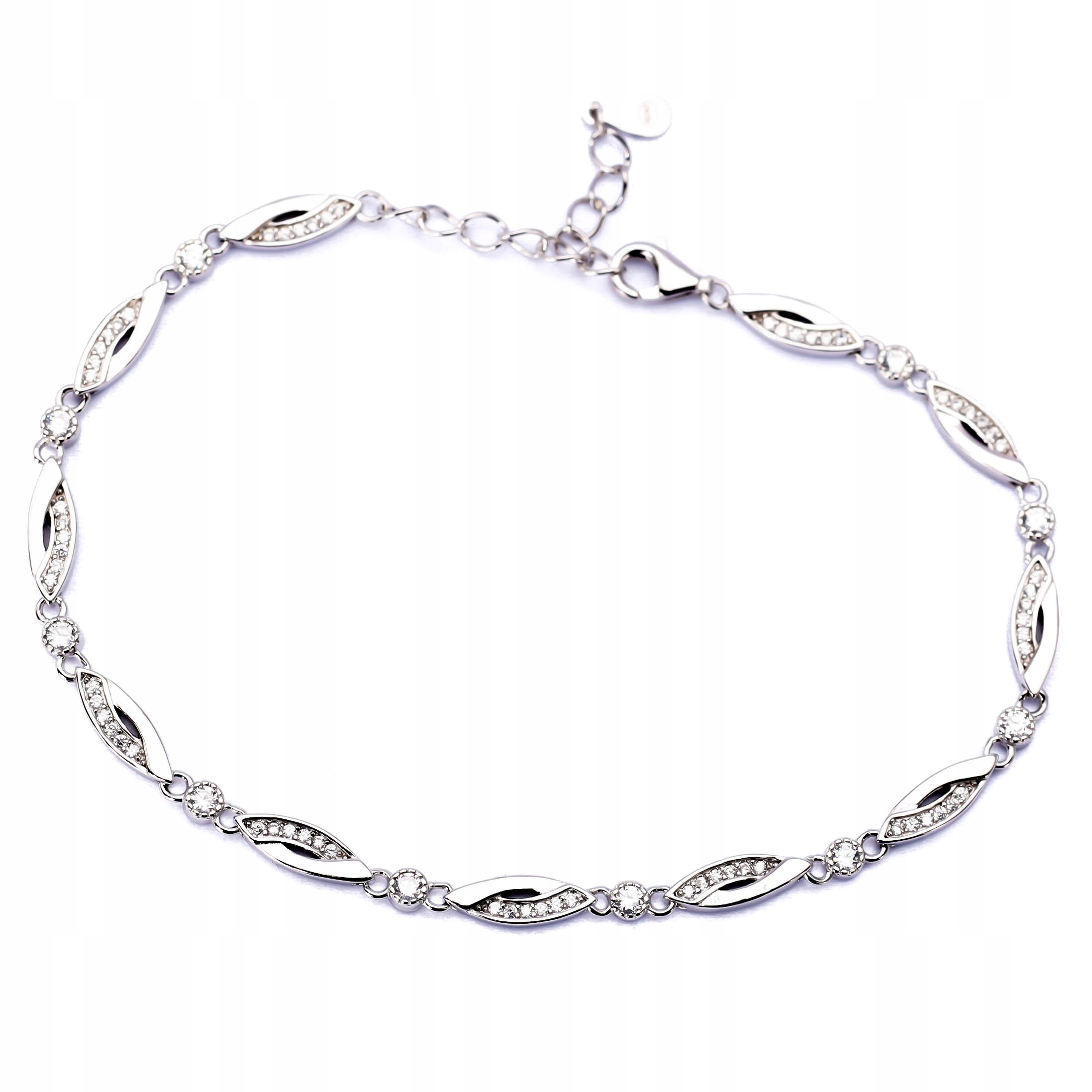 Stříbrný náramek 925 s lesklým obloukem zirkony
