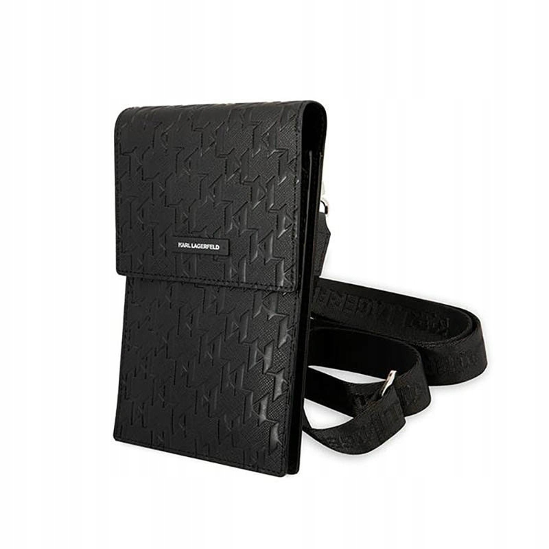 Karl Lagerfeld Monogram Plate Wallet Phone Bag černá taška na smartphone