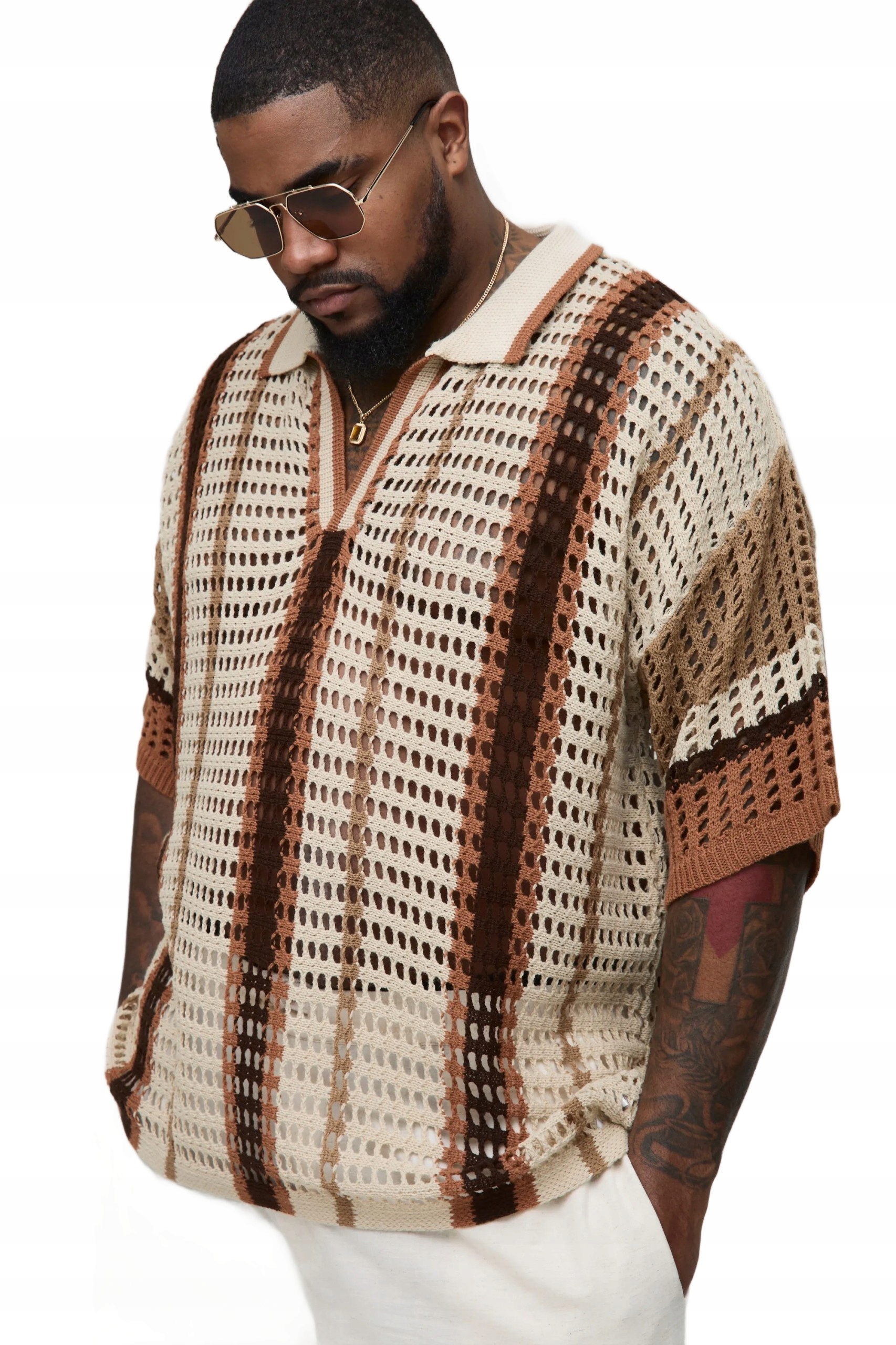 Boohooman Pánská Polokošile Béžová Plus Size XXL Z3A