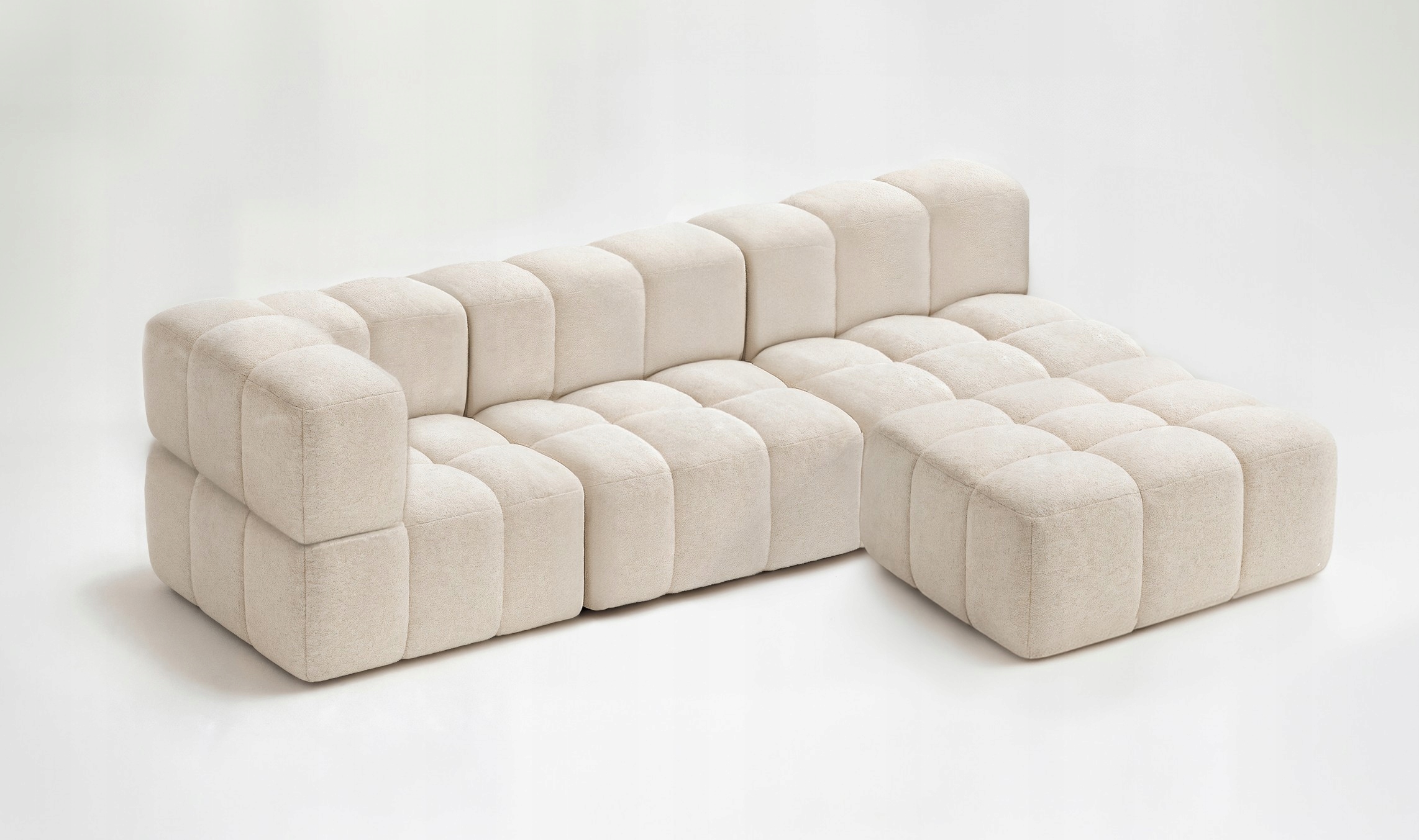 TRZYOSOBOWA SOFA MODUŁOWA KANAPA DO SALONU CLIXI 285 CM SPRĘŻYNY BOUCKLE Kolor korpusu biały