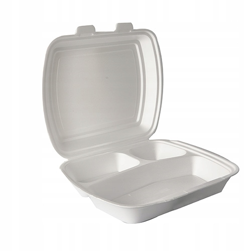 Pojemniki obiadowe styropianowe opakowania dzielone 1/3 XPS 24x21x7cm 50szt
