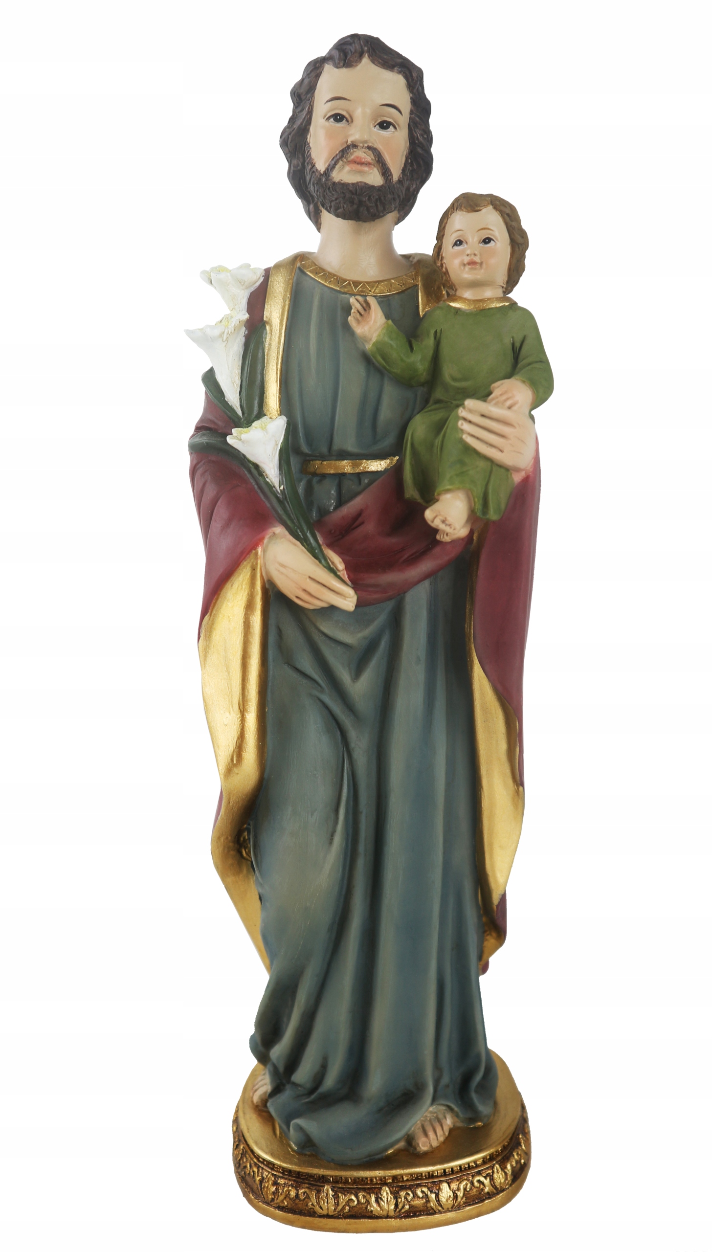 FIGURA DO SZOPKI ŚW. JÓZEF OPIEKUN Z DZIECIĄTKIEM 30 CM MASA ŻYWICZNA