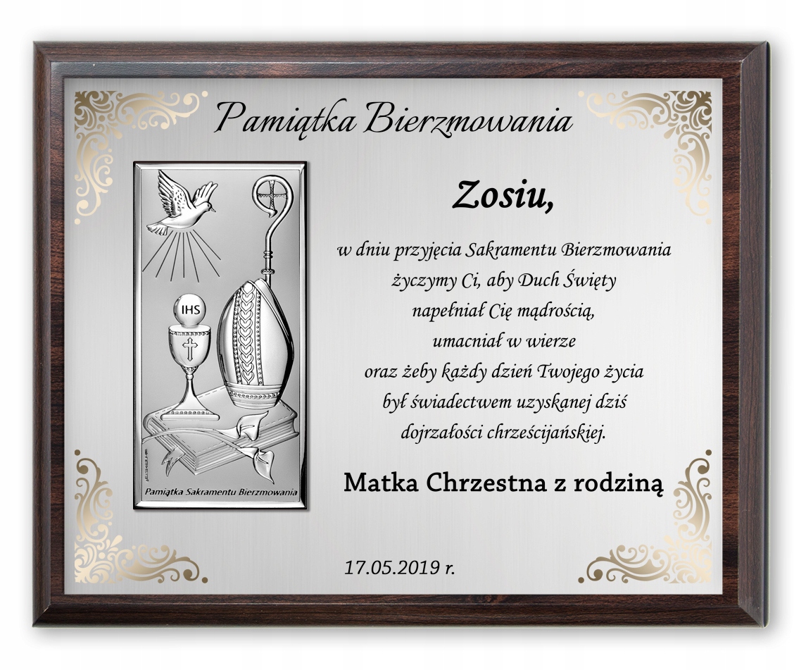 Panel Ze Srebrnym Obrazkiem Pamiątka Na Bierzmowanie W Ozdobnym Pudełku