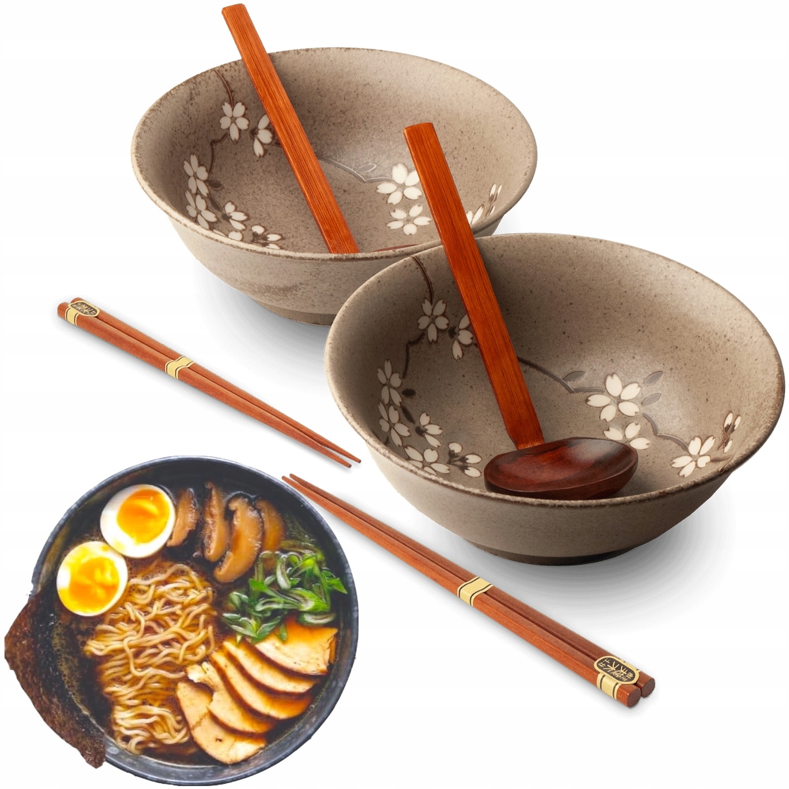 Sada misek a tyčinek na polévku a těstoviny Ramen Anemone Taupe