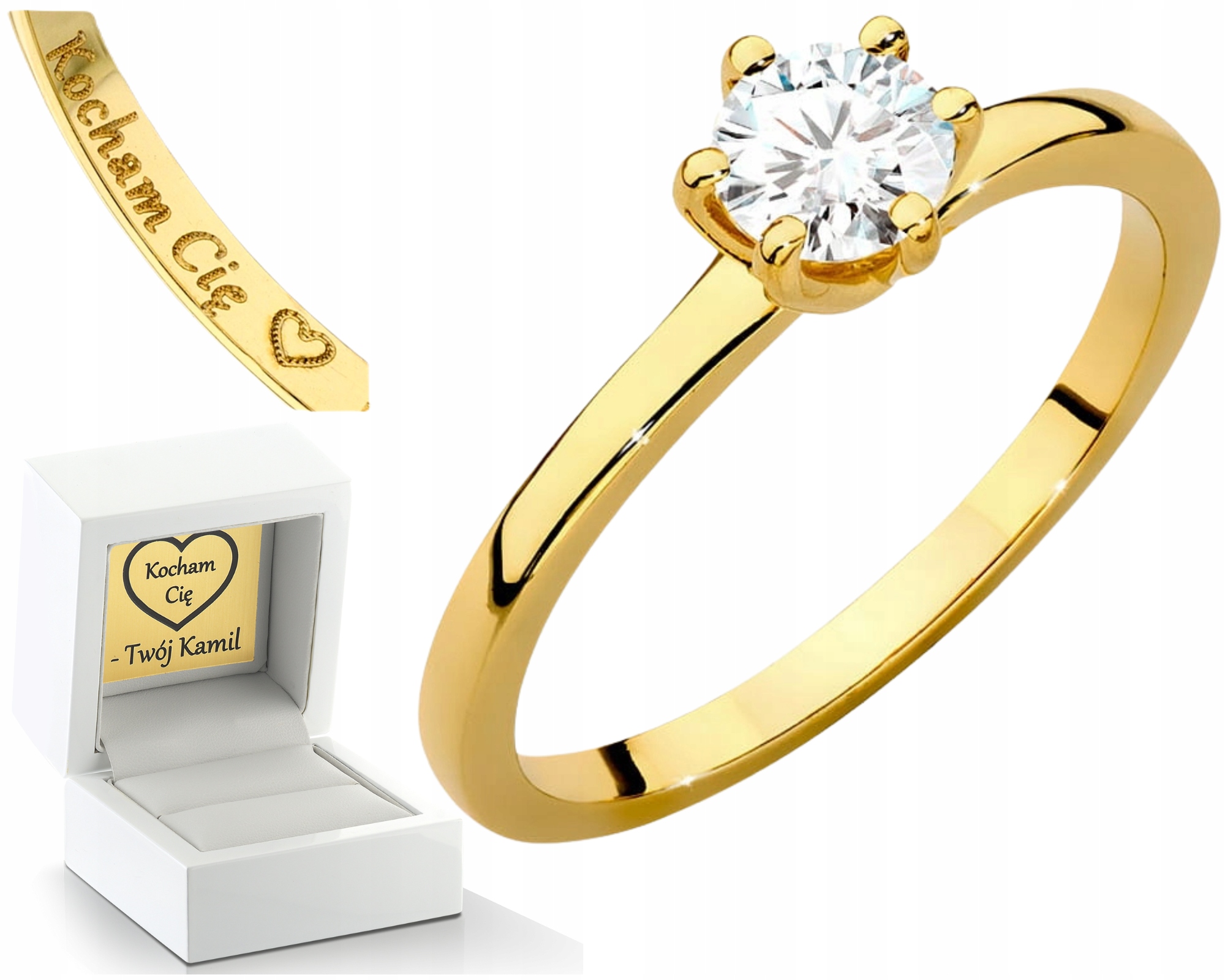 Klasický Prstýnek Typický Pro Zásnuby S Laboratorním Briliantem 585