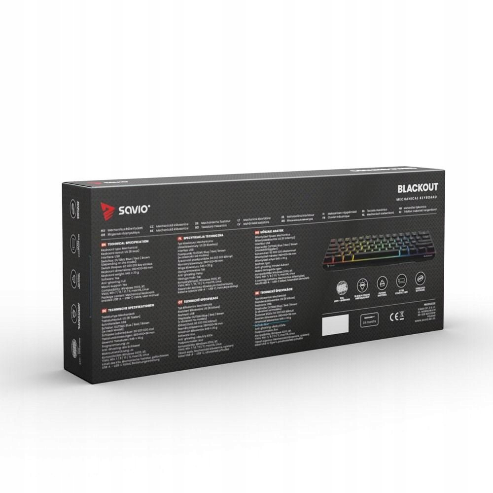 Savio Klawiatura Mechaniczna Blue Outemu Blackout
