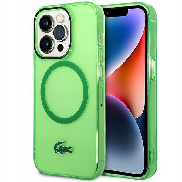 Pouzdro Lacoste pro iPhone 14 Pro Max 6,7" zelené, transparentní, velikost M