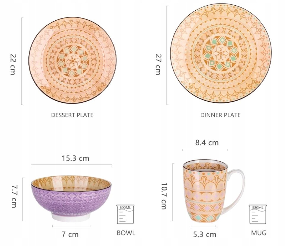 VANCASSO TULIP zastawa obiadowa 4osoby/16szt Liczba elementów w zestawie 16