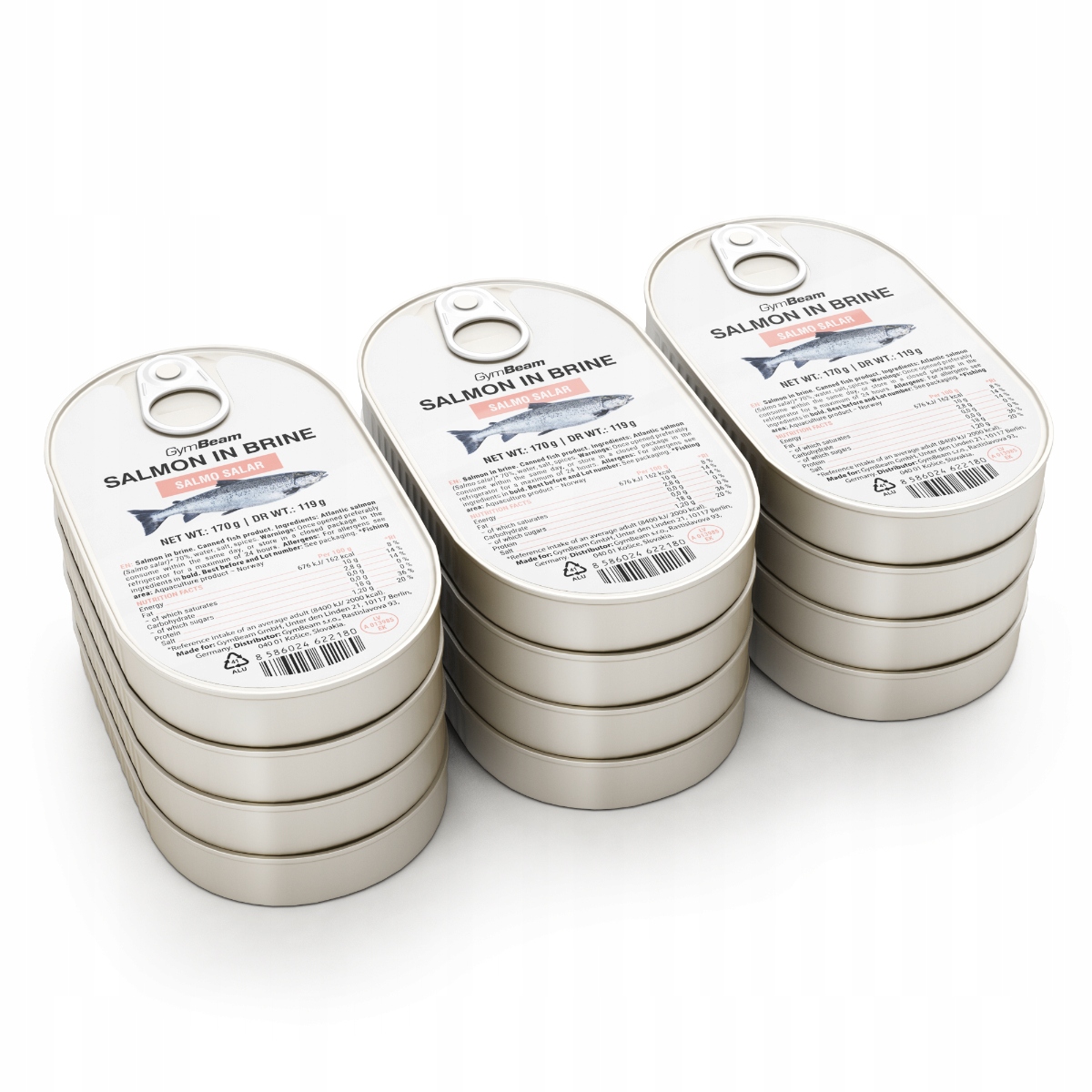 Łosoś W Zalewie Ryby W Puszce Filety Wysokobiałkowe GymBeam 12 x 170g